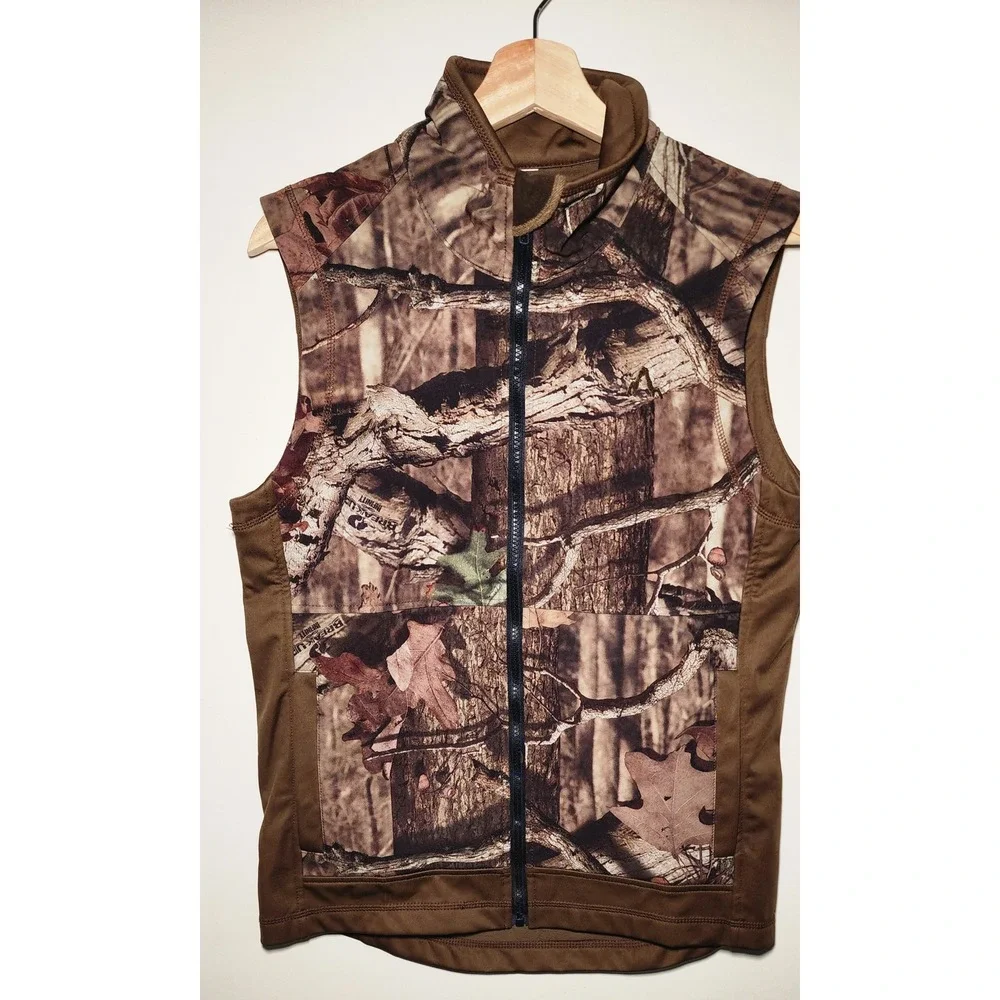 Mossy Oak Break-Up Infinity Camo Fleece Lined Zip Vest Mens Small Brown Hunting - Picture 1 of 7